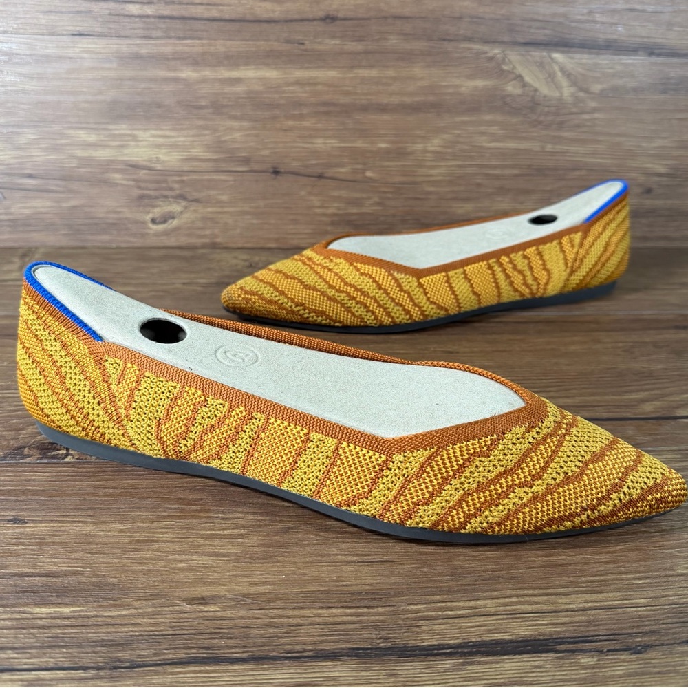 ROTHY’S ‘The Point’ Golden Zebra Slip-On Flats Women’s Size 10 Shoes